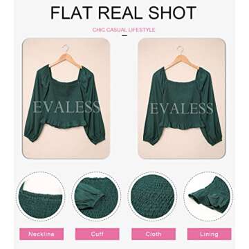 EVALESS Women Puff Long Sleeve Blouse for Summer