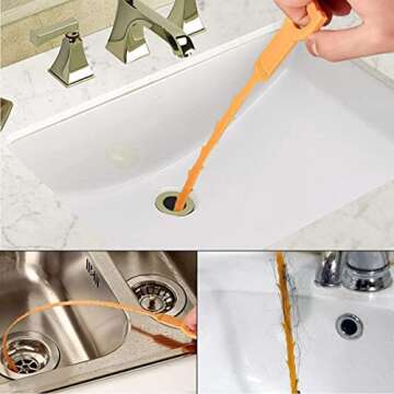 FATHER.SON Drain Clog Remover Snake, Plumbing Toilet Hair Snake Drain Cleaner Auger Catcher for Kitchen, Sink, Bathroom, Tub, Shower(4 Pack 20inch)