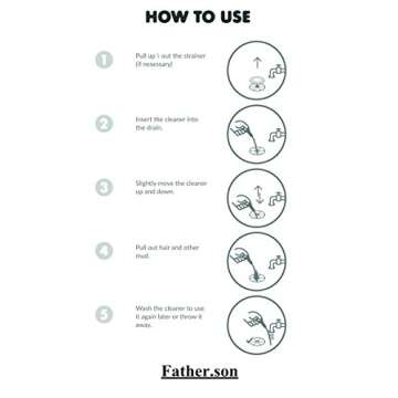 FATHER.SON Drain Clog Remover Snake, Plumbing Toilet Hair Snake Drain Cleaner Auger Catcher for Kitchen, Sink, Bathroom, Tub, Shower(4 Pack 20inch)