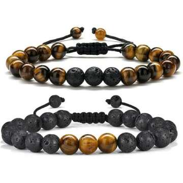Essential Lava Rock & Tiger Eye Bracelet for Healing