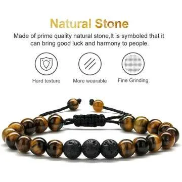 Essential Lava Rock & Tiger Eye Bracelet for Healing