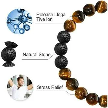 Essential Lava Rock & Tiger Eye Bracelet for Healing