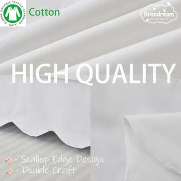 Brandream Scallop Edge Cotton Crib Skirt Toddler Bedskirt Baby Nursery Crib Bed Skirt Boho BohemianNeutral Solid Color Cream Off White Farmhouse Chic Boho Bohemian Skirt