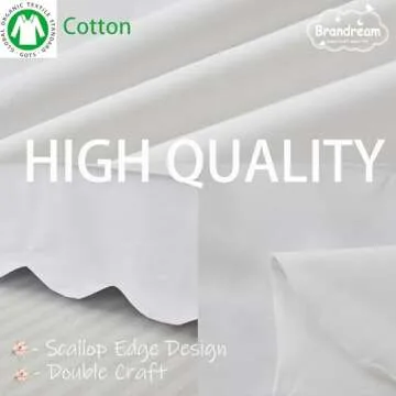 Brandream Scallop Edge Cotton Crib Skirt Toddler Bedskirt Baby Nursery Crib Bed Skirt Boho BohemianNeutral Solid Color Cream Off White Farmhouse Chic Boho Bohemian Skirt