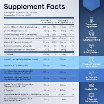 Nootropic Brain Supplements for Memory and Focus Supplement - Ultra Premium Memory Supplement for Brain 14-in-1 Brain Energy Blend - Nootropics Cognitive Supplement Brain Fog, Energy and Focus - 90ct
