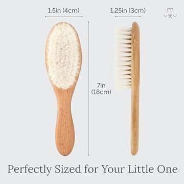 Natemia Soft Bristle Baby Hair Brush - Wooden Toddler & Newborn Grooming Cradle Cap Brush