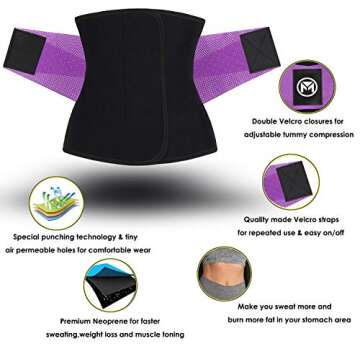 Moolida Waist Trainer Belt for Women Waist Trimmer Workout Fitness Back Support Belts (Purple, XX-Large(39.5"-43.5" Waist))