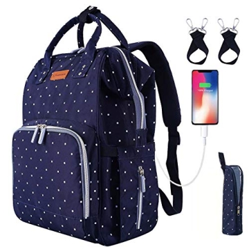 Stylish QWREOIA Diaper Bag Backpack with USB Port