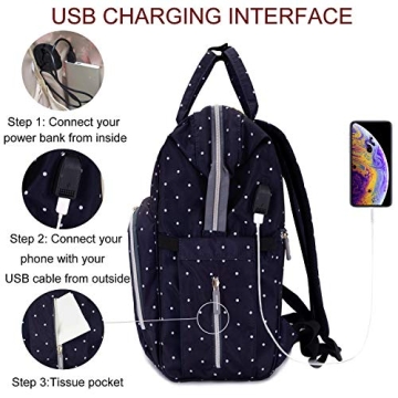 Stylish QWREOIA Diaper Bag Backpack with USB Port