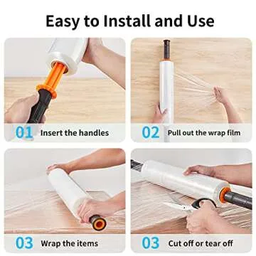 JARLINK 15 Inch x 1000 Feet Stretch Film with Handles