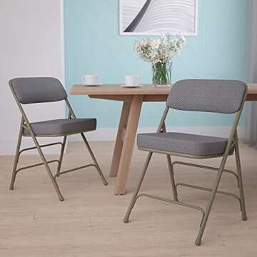 Flash Furniture Hercules Series Metal Folding Chairs with Cushioned Seats, Fabric Upholstered Event ...