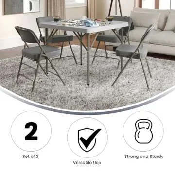 Flash Furniture Hercules Series Metal Folding Chairs with Cushioned Seats, Fabric Upholstered Event Chairs, Set of 2, Gray