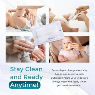 Butipods Reusable Travel Wipes Case - Portable Moisture-Retaining Pouch, Slim Holder and Convenient Container for Diaper Bag, Dispenser for Hand, Face, Makeup Removal, and Wet Wipes - Set of 2 (Clear)