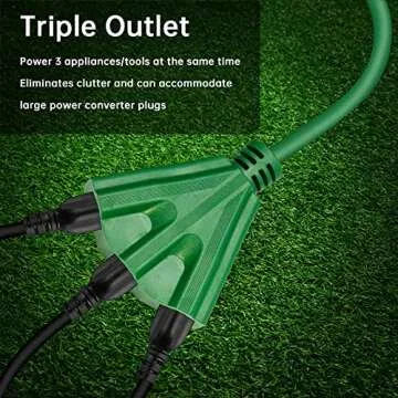 HONDERSON 15FT 3-Outlet Outdoor Extension Cord - Safe Power
