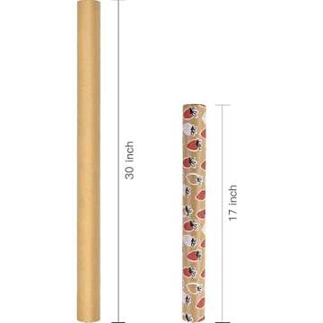 RUSPEPA Kraft Wrapping Paper Roll - Mini Roll - Strawberry Design for All Occasions - 17 Inches X 32.8 Feet