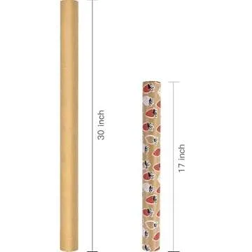 RUSPEPA Kraft Wrapping Paper Roll - Mini Roll - Strawberry Design for All Occasions - 17 Inches X 32.8 Feet