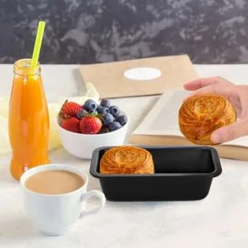 Lawei 6 Piece Non-Stick Mini Loaf Pan - 3.5 x 6 Inch Carbon Steel Bread and Toast Mold, Little Bakeware Pans for Banana Bread, Breads, Small Cakes and Individual Meatloafs