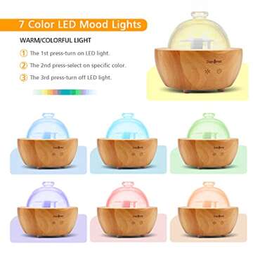 2025 Upgraded Remote Handmade Glass & Real Wood Essential Oil Diffuser, Aromatherapy Diffuser, 200ml Aroma Humidifier, Cool Mist with 7 LED Colors, Waterless Auto Shut-Off for Home Office Bedroom Gift