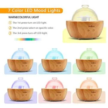 2025 Upgraded Remote Handmade Glass & Real Wood Essential Oil Diffuser, Aromatherapy Diffuser, 200ml Aroma Humidifier, Cool Mist with 7 LED Colors, Waterless Auto Shut-Off for Home Office Bedroom Gift