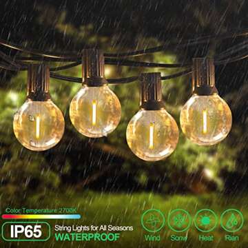 Outdoor String Lights - 100FT 2Pack G40 Globe Patio Lights with 52 Dimmable Waterproof and Shatterpr...