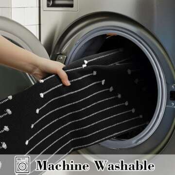 LIVEBOX Black Outdoor Rug 2.3' x 3.6', Boho Cotton Washable Rug Moroccan Front Door Mat,Hand-Woven Area Rug Throw Carpet for Layered Porch Entryway Kitchen,Front Door Decor