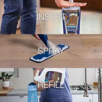 Bona Hardwood Floor Cleaner Spray Mop Cartridge - 34 fl oz - Unscented - Refillable - Residue-Free Floor Cleaning Solution for Bona Spray Mops for Wood Floors