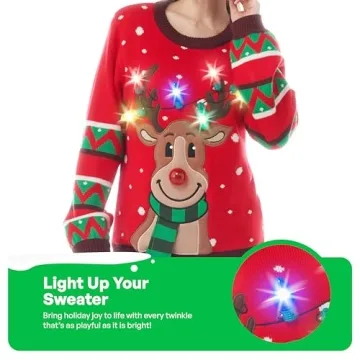 Bright LED Reindeer Christmas Sweater for Holiday Cheer
