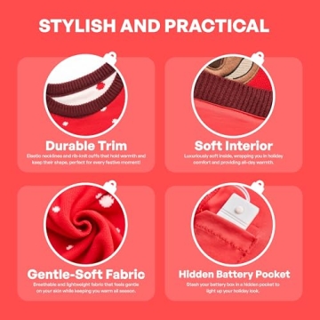 Bright LED Reindeer Christmas Sweater for Holiday Cheer