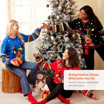 Bright LED Reindeer Christmas Sweater for Holiday Cheer