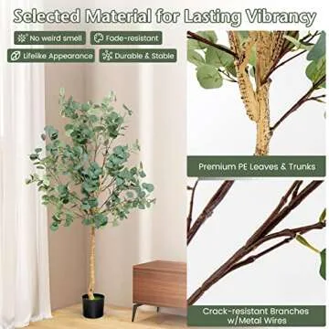 Goplus 5.5ft Artificial Eucalyptus Tree, Tall Faux Eucalyptus Stems Fake Plants in Pot with 517 Silver Dollar Leaves, Artificial Trees for Office House Living Room Home Decor Indoor