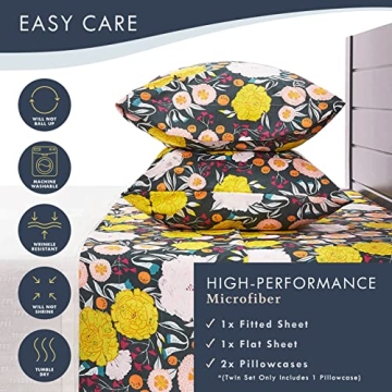 WTPDR Dark Floral Queen Sheets Soft & Wrinkle-Free