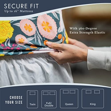 WTPDR Dark Floral Queen Sheets Soft & Wrinkle-Free