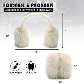 RUIKUNA Women Winter Ear Muffs Fluffy Faux Fur Earmuffs Foldable Ear Warmer Girls Soft Ear Covers (A-khaki)