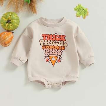 YINGISFITM Newobrn Baby Girl Halloween Outfit Long Sleeve Crewneck Sweatshirt Romper Pumpkin Pie One...