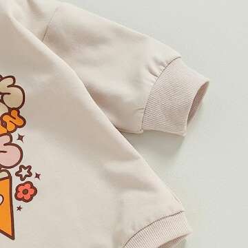 YINGISFITM Newobrn Baby Girl Halloween Outfit Long Sleeve Crewneck Sweatshirt Romper Pumpkin Pie Onesie Cute Fall Clothes (Pumpkin Pie Beige, 0-3 Months)