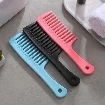 Wide Tooth Comb and Large Detangling Brush, Durable for Best Styling and Professional Care, Suitable...