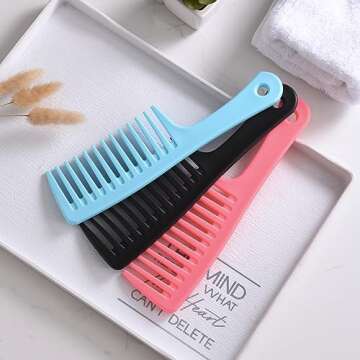 Wide Tooth Comb and Large Detangling Brush, Durable for Best Styling and Professional Care, Suitable for Curly, Long, Wet Hair Types