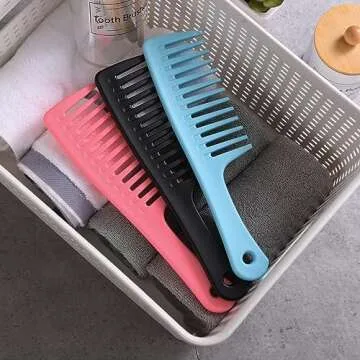 Wide Tooth Comb and Large Detangling Brush, Durable for Best Styling and Professional Care, Suitable for Curly, Long, Wet Hair Types