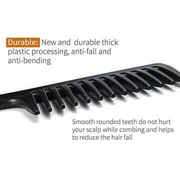 Wide Tooth Comb and Large Detangling Brush, Durable for Best Styling and Professional Care, Suitable for Curly, Long, Wet Hair Types