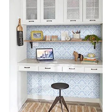 Guvana Blue Peel and Stick Geometric Wallpaper for Home Decor