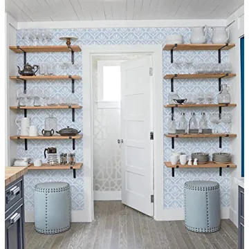 Guvana Blue Peel and Stick Geometric Wallpaper for Home Decor