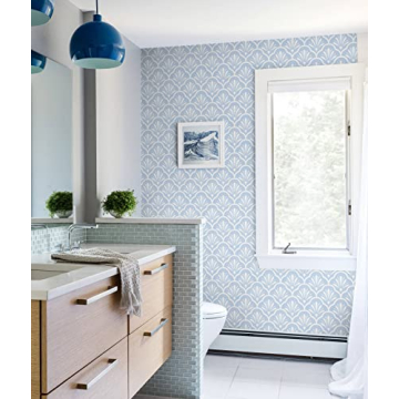 Guvana Blue Peel and Stick Geometric Wallpaper for Home Decor