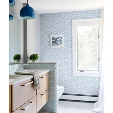 Guvana Blue Peel and Stick Geometric Wallpaper for Home Decor