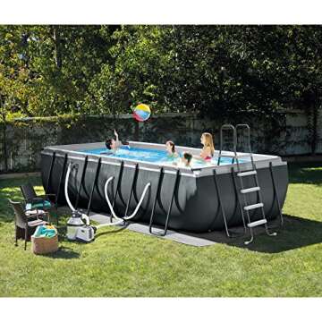 Intex 18' x 9' x 52" Ultra XTR Rectangular Frame Swimming Pool Set with Pump - Above Ground Backyard...