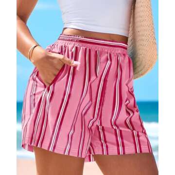 PRETTYGARDEN Women's Boxer Shorts - Spring Striped PJ Comfort