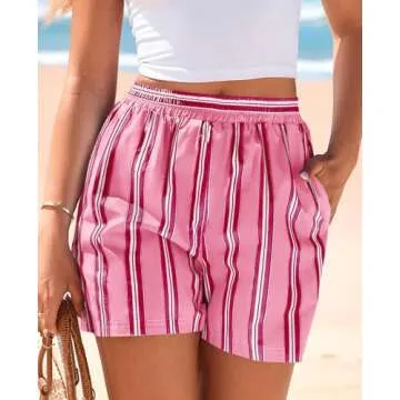 PRETTYGARDEN Women's Boxer Shorts - Spring Striped PJ Comfort