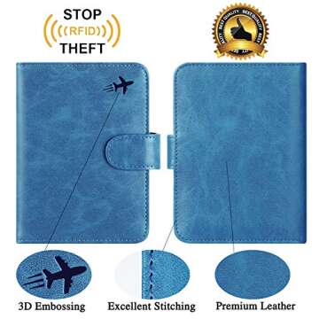 Passport Holder Cover Wallet RFID Blocking Leather Card Case Travel Accessories for Women Men (#Blue...