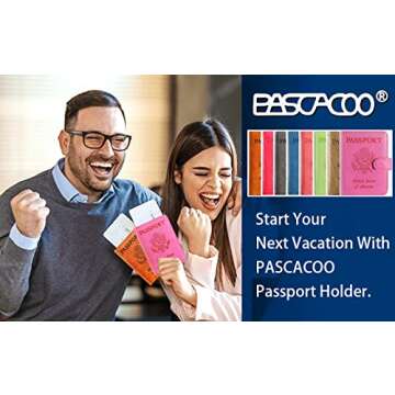 Passport Holder Cover Wallet RFID Blocking Leather Card Case Travel Accessories for Women Men (#Blue)