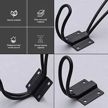 Zivisk Rustic Entryway Hooks - 5 Pack of Black Mounted Double Coat Rack Vintage Hangers Farmhouse Decorative Holder Metal Screws Included - Perfect for Home or Office