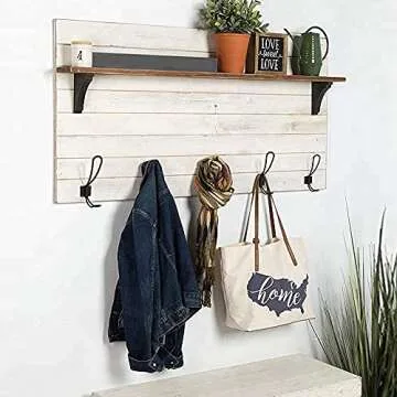 Zivisk Rustic Entryway Hooks - 5 Pack of Black Mounted Double Coat Rack Vintage Hangers Farmhouse Decorative Holder Metal Screws Included - Perfect for Home or Office